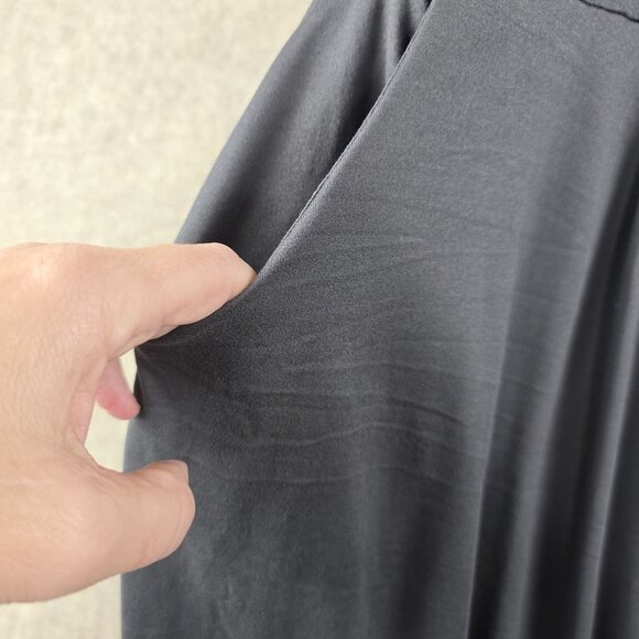 Long Wide-Leg Black Jumpsuit Size 7XL Polyester Blend Loose Fit Stretchy Fabric - Picture 3 of 10